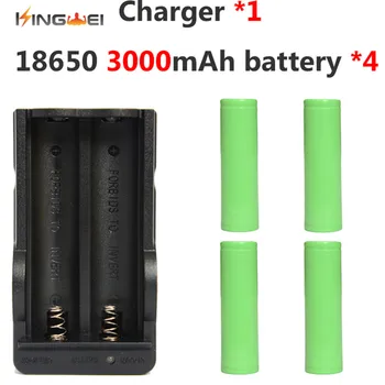 

KingWei100% Original 4Pcs ICR18650-30B 3000mAh 18650 Rechargeable 3.7v Li-ion Battery With 1Pcs 18650 Double Charger