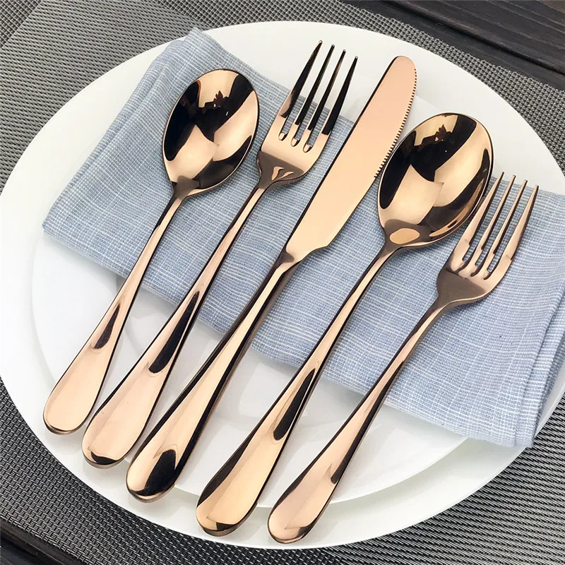 100 Sets Stainless Steel Best Dinnerware Mirror Gold Polishing Cutlery Tableware | Дом и сад