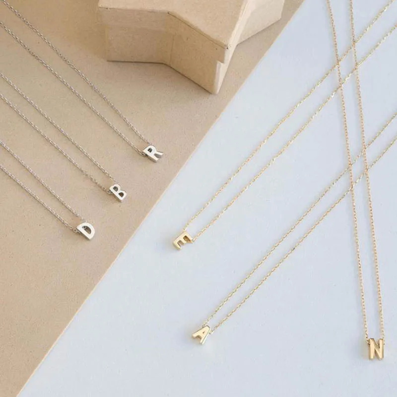 

Fashion Tiny Dainty Initial Personalized Metal Letter Choker Necklace for Women Gold Color Pendant Collar Jewelry Gift
