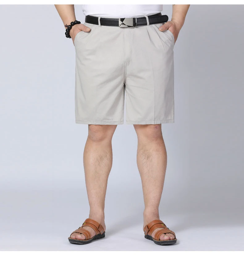 Повседневные шорты среднего возраста, свободные хлопковые тонкие мужские костюмы, короткие брюки, летняя одежда для папы, Брендовые однотонные шорты, большие размеры 28-40