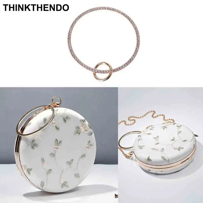 

Ring Design Metal Rhinestone Purse Handle for Bag Making Handle Replacement DIY Crafts