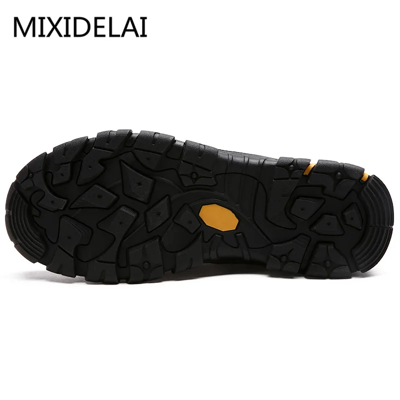 MIXIDELAI Durable Mens Safety Shoes Genuine Leather Oxford Shoes Waterproof Casual Shoes For Men Comfortable Work Sneakers Male