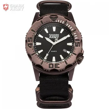 

Top Luxury SHARK ARMY 100m Waterproof Auto Date Luminous Hands Nylon Band Black Clock Mens Sports Military Wrist Watch /SAW191