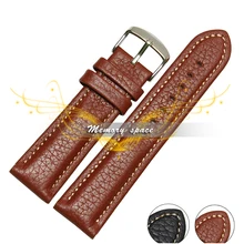 22 мм черный и коричневый высокое качество мягкий Sweatband Pu кожаный ремешок сталь пряжка наручные часы группа горячий бесплатная доставка