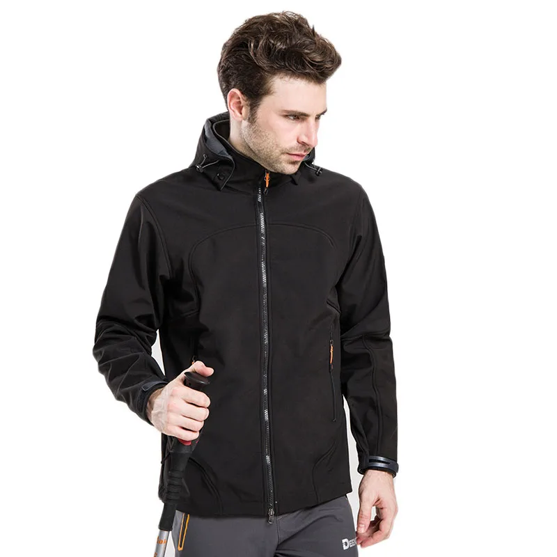 Дропшиппинг Мужская теплая флисовая куртка непромокаемая походная куртка альпинистская куртка windstopper softshell походные куртки - Цвет: black