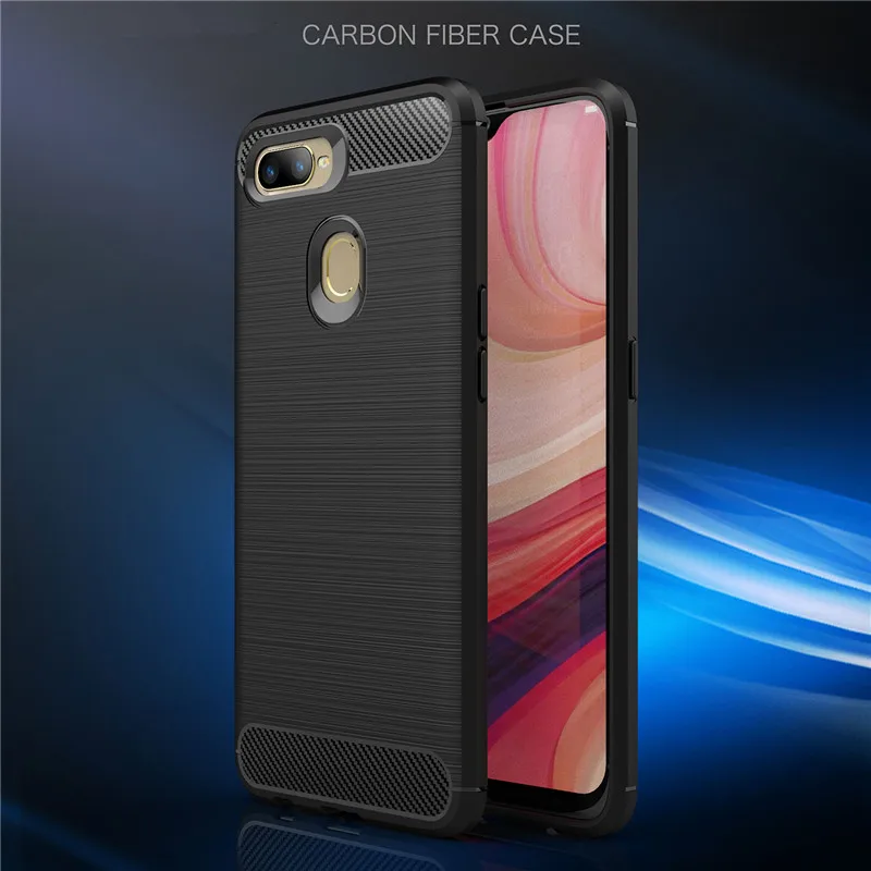 

Silicone Case for OPPO AX7 CPH1901 Case 6.2 inch Carbon Fiber Back Cover for OPPO AX7 Case Protective Cover Bumper