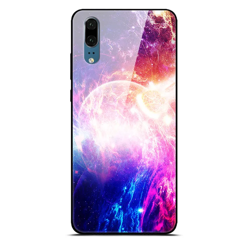 Чехол для Huawei P30 P20 Pro Lite чехол телефона из закаленного стекла черный силиконовый
