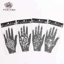 4 пары(8 шт) хна Татуировка на кисть шаблоны шаблонов для краски тела, цветок Аэрограф Для блесток для росписи хной трафареты для татуировок 5#6#8#9