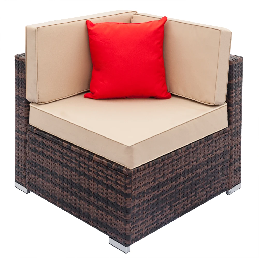 Патио плетеное кресло из ротанга диван полностью оборудованный ткачество ротанга диван коричневый градиент задний двор уличный садовый