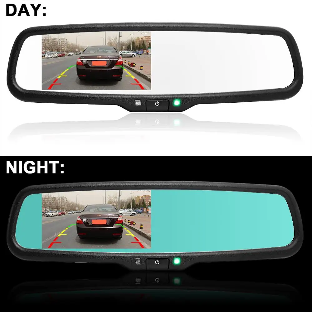 Auto Dimming HD 800*480 Special Bracket 4.3 TFT LCD Car Parking Rear View Rearview Mirror Monitor Video Player 2 Video Input