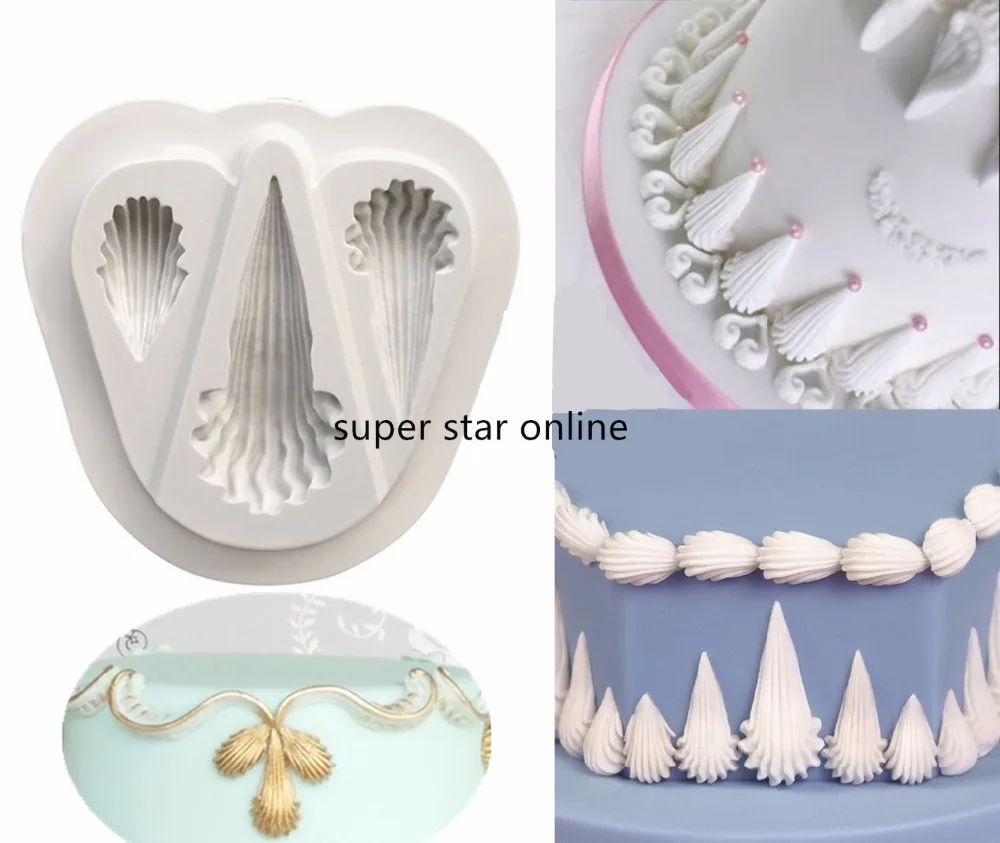 

Royal Icing SHELL BORDER SELECTION Silicone Mould Wedding Cake Mold Fondant Cupcake Moulds Chocolate Pastry Tools Sugar