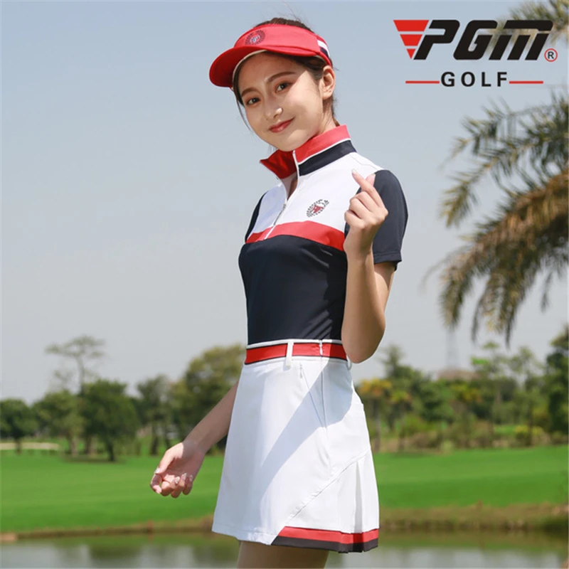 Pgm Golf/комплект женской одежды для похудения; дышащая спортивная одежда; комплект с юбками; женская рубашка с коротким рукавом+ плиссированная юбка; AA60482