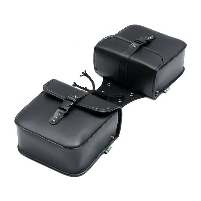 Mofaner Retro Universal Motorcycle Saddle Bags PU Leather Side Storage Fork Tool Bag Pouch For Harley For Honda
