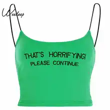 Weekeep/вязаный укороченный топ с буквенным принтом, Женский Зеленый сексуальный Топик с низким вырезом на спине, Летний Уличная укороченный Топ для женщин