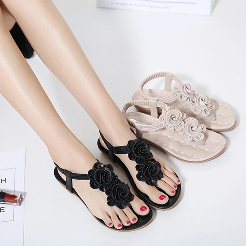 

2018 Women Beach Sandals Light Anti-Slippery Sneakers Flowers Sports Shoes Woman Slip-On Back Strap Soft Leather Outdoor Sandals