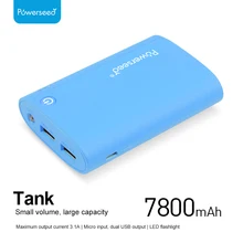 

Powerseed External Power Bank 7800mAH External Battery Pack Double USB Output Portable Power Source Whit LED Flashlight