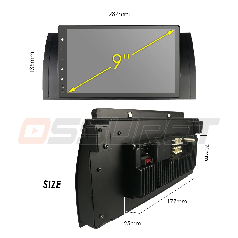 Cheap Ossuret 9 Inch 1024x600 IPS TouchScreen 1din Android 9.0 For BMW E39 E53 X5 Wifi 4G Bluetooth DVR RDS USB Sterring wheel control 30
