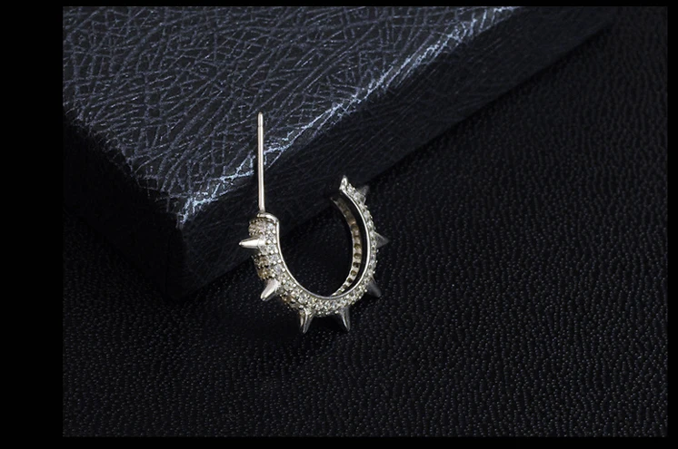 100% Pure 925 пробы Серебряные серьги модные панк jewelry стержня для Для мужчин и женщин