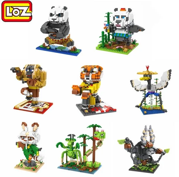 LOZ микро блоки кунг фу Панда игрушки DIY Строительные кирпичи Тигр фильм Juguetes 3D