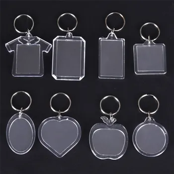 

5PCs DIY Split Ring Key Chain Rectangle Transparent Blank Acrylic Insert Photo Picture Frame Keyring Keychain Gift