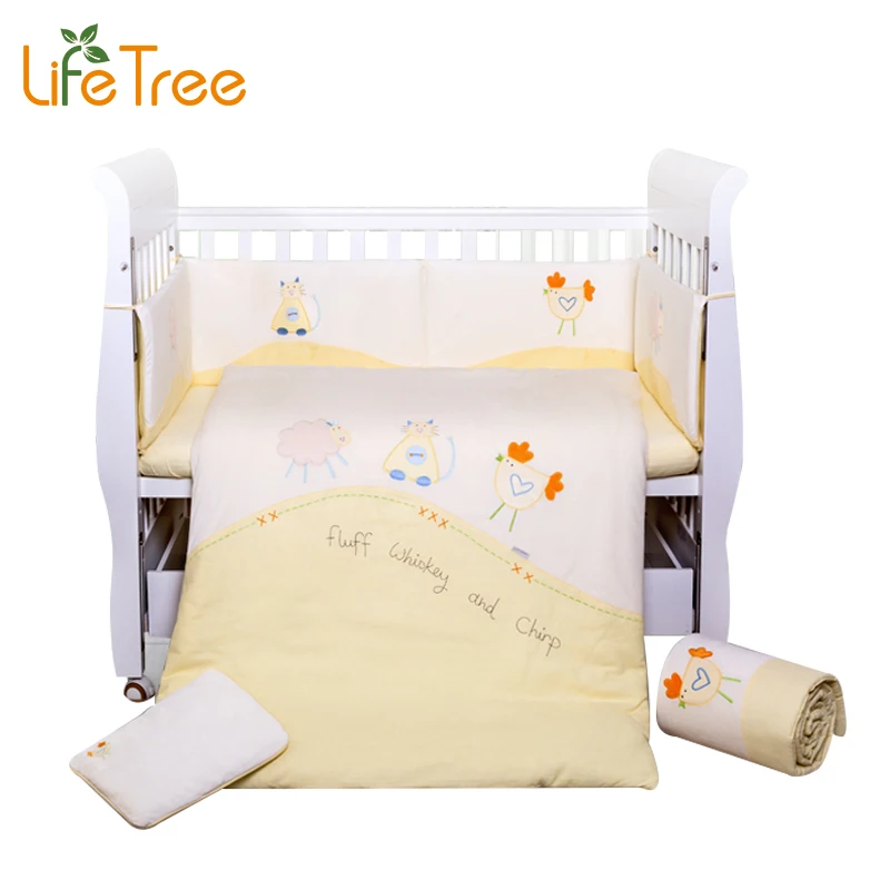 100% cotton baby bedding set baby cot bedding sets 7 piece baby crib bedding set for baby bed