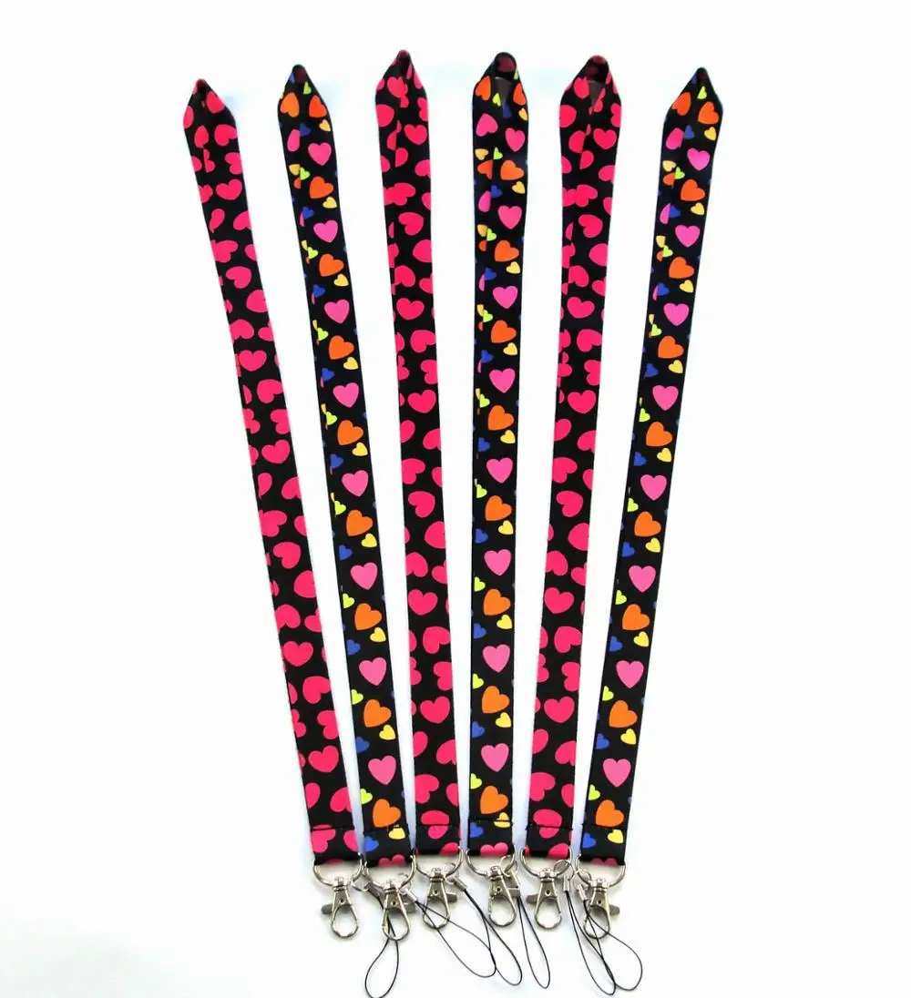 1 PCS Pink & Multicolor Heart key lanyards id badge holder keychain