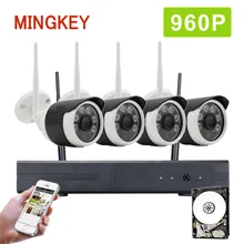 Mingkey 4CH 960P Wifi Security Camera System 1.3MP Wireless CCTV Kit Home Surveillance NVR Kit 960P IP Camera IR Outdoor HDD