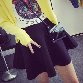 

2018 Women New Spring High Waist Solid Pleated Skirts Skirts Solid A-line Sailor Skirt Plus Size Japanese School Uniform Cosplay