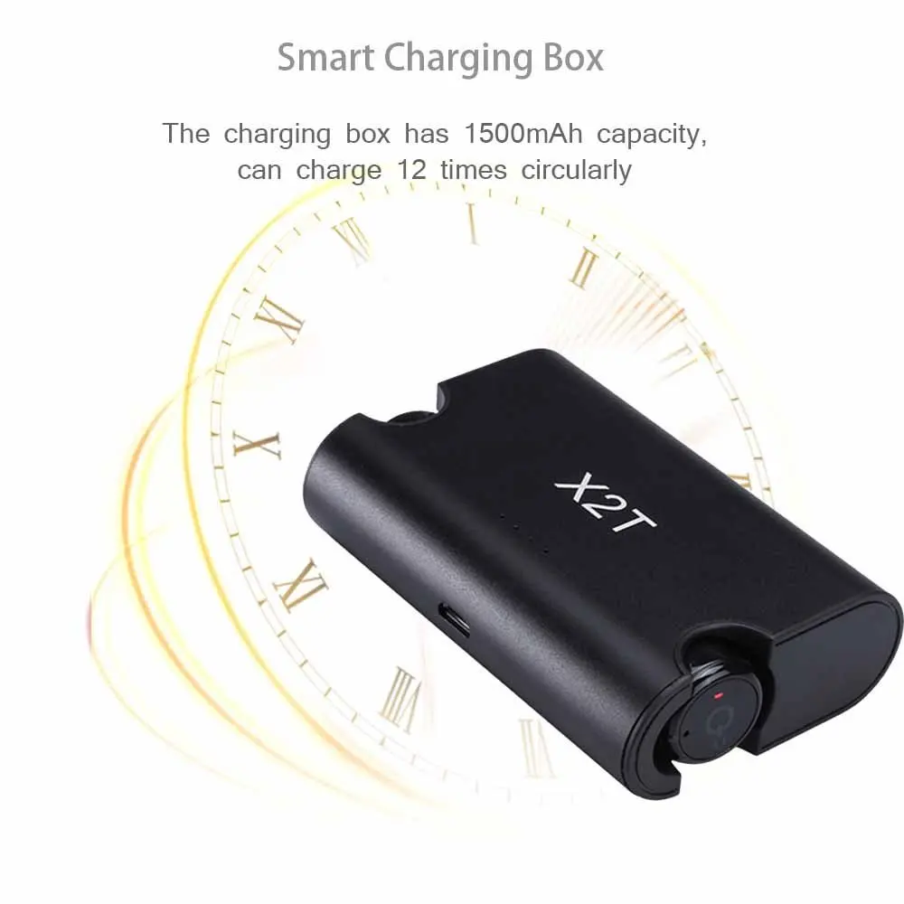 X2T Bluetooth Earphone True Wireless Earbuds Dual Bluetooth V4.2 Headphones Stereo Mini Headset with Charging Case