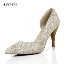 spring/autumn shoes woman high heel womens shoes autumn women shoes 2017 ladies shoes shallow lace party elegant pumps
