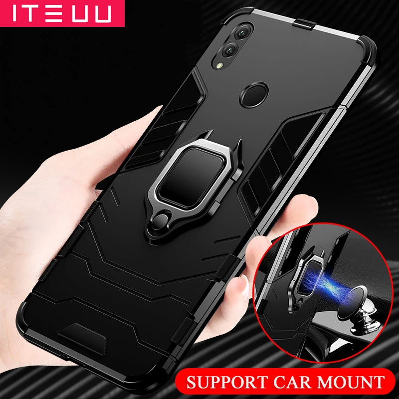 

ITEUU Finger Ring Kickstand Armor Case for Huawei Honor Note 10 Cases Anti-knock Stand Back Cover For Honor Note10