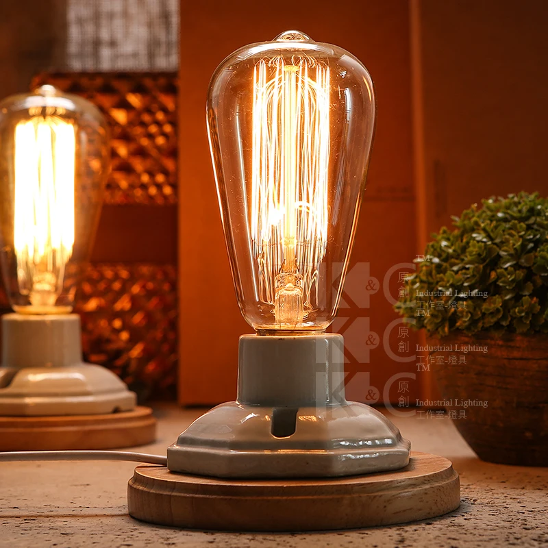 Vintage Loft Lustre Table Lamps Abajur Industrial Retro Edison Bulb