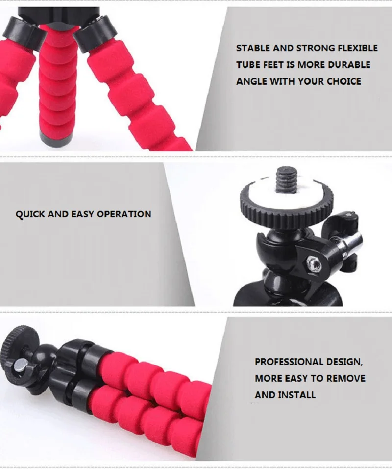 Мини Гибкий штатив-Трипод с губкой с зажимом для телефона с затвором мини-штатив для iPhone смартфон камеры дорожные штативы