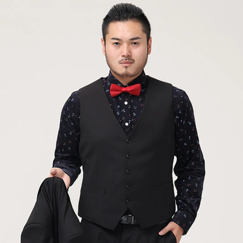 2018 Men Plus Size Suit Vests 4XL 5XL 6XL Male Single Breasted V Neck