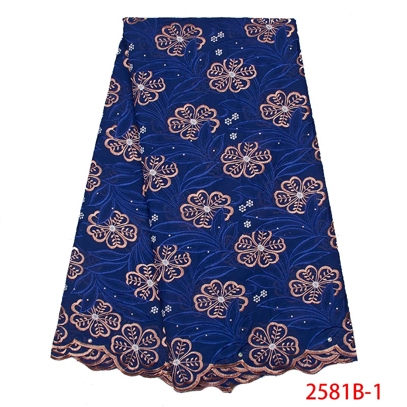 

Swiss Voile Lace latest In Switzerland African Laces 2019 High Quality Emboridery French Cotton with Stones for Women KS2581B-1