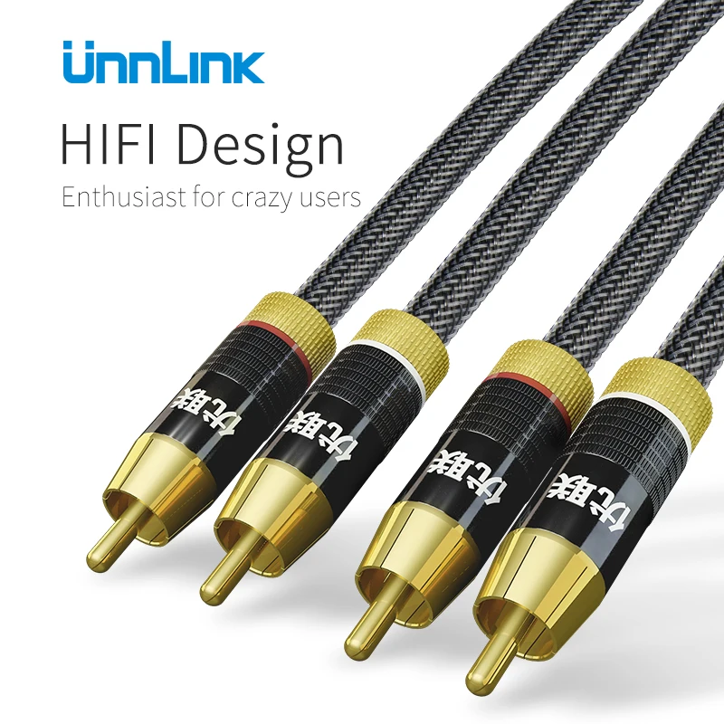 Unnlink HIFI 2RCA To 2 RCA Audio font b Cable b font Male to Male 3