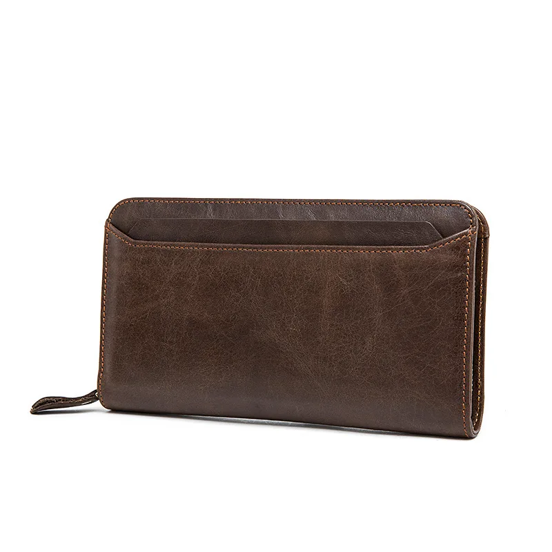 

Specials Fashino Genuine Leather Men Wallets Business Pure Color Cards High Capacity High Quality Cow Leather Day Clutches