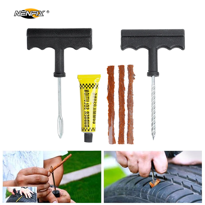 

Car Tire Repair Tool Kit Set Block Air Leak For Truck Bike Emergency Tubeless Tire Tyre Fast Puncture Plug Repair Auto Accessory