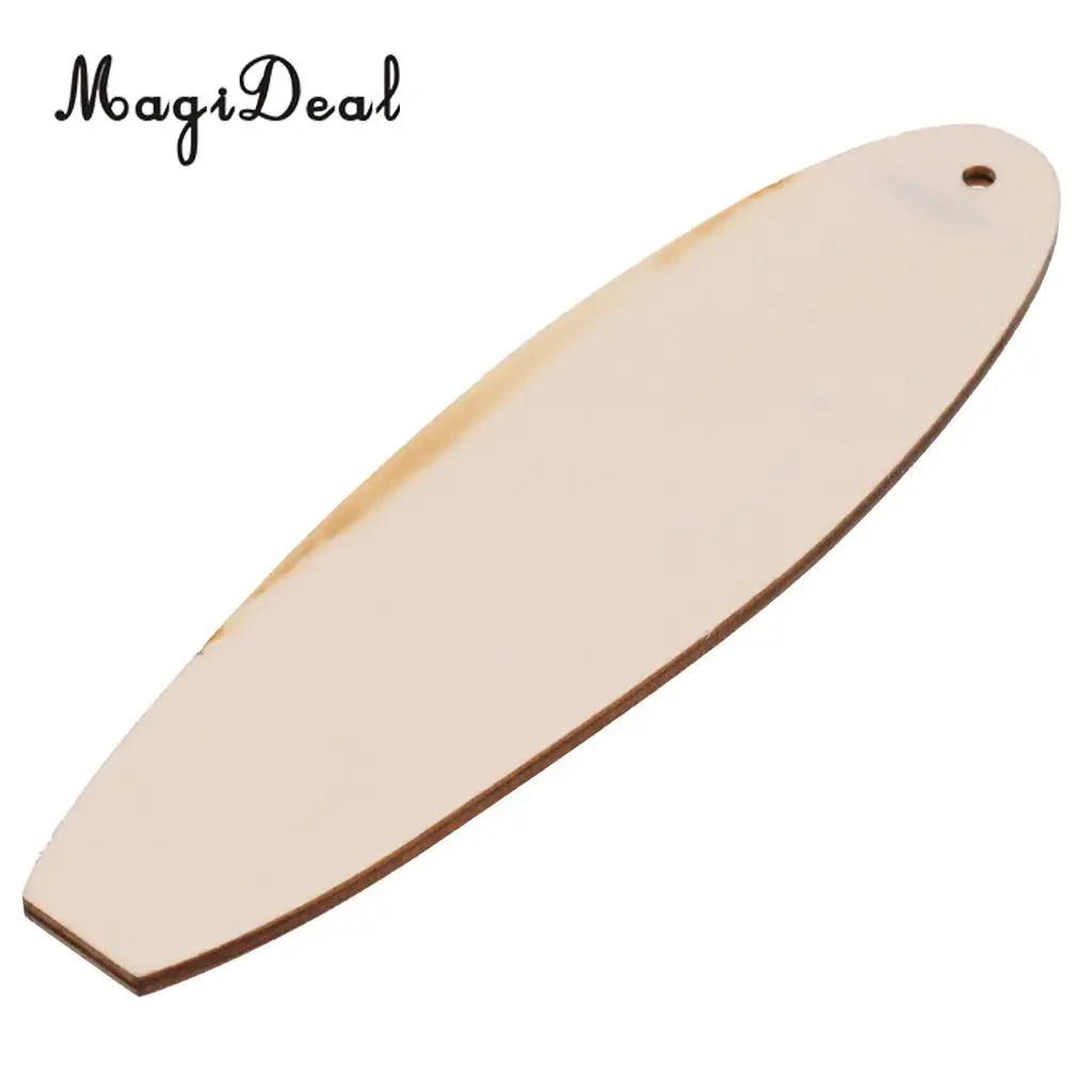 MagiDeal Handmade Natural Style 8Pcs Unfinished Wooden Surfboard Shape Crafts Cut Outs Scrapbooks DIY Halloween Festival Decor