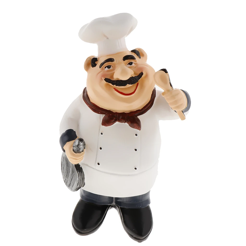 Resin Cook Statue Decorative Ornaments French Chef Figurines for Kitchen Restaurant Cafe Decor Home Shop Ornament