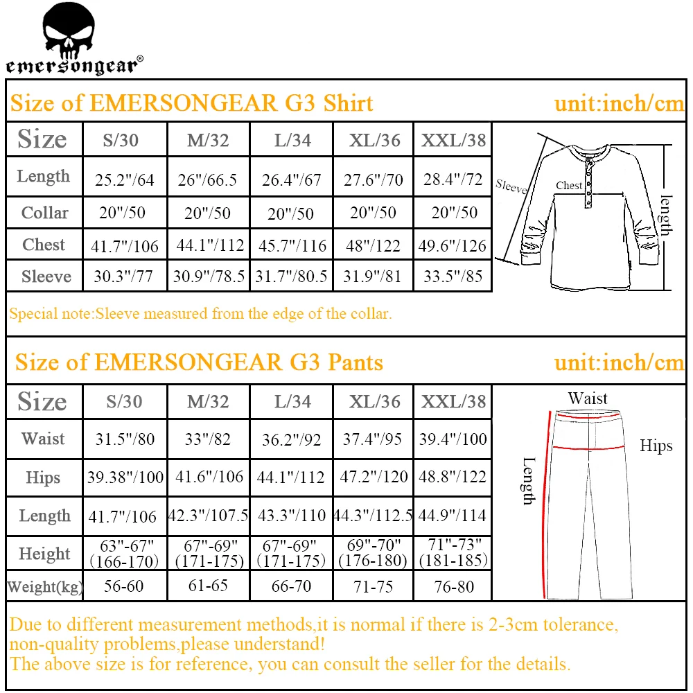 EMERSONGEAR New G3 Combat Uniform Hunting Military Army Multicam Shirt Tactical Pants with Knee Pads AOR1 Desert