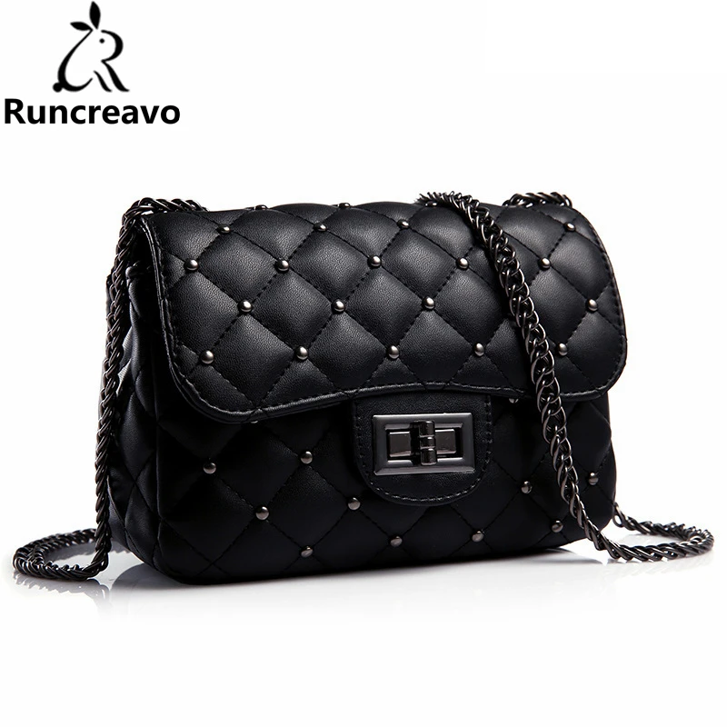 

2018 crossbody bags for women leather handbags luxury handbags women bags designer Diamond Lattice rivet shoulder bag sac a main