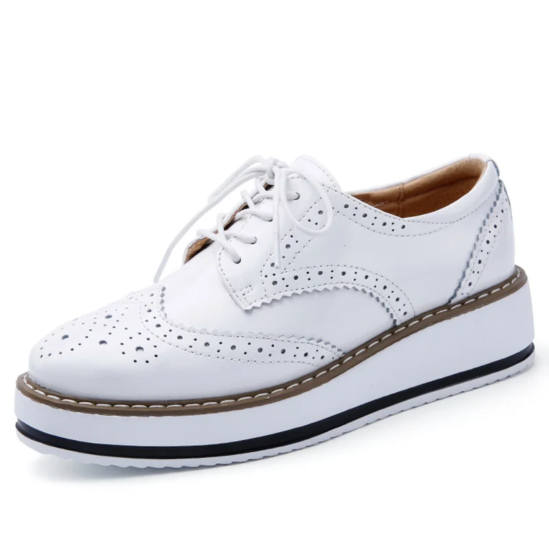WDZKN Handmade Patent Leather Flat Shoes Women Flats Spring Autumn Carved Embossed Round Toe Platform Women Oxford Shoes H366 women oxford shoes leather mary jane shoes women slippers sandals
