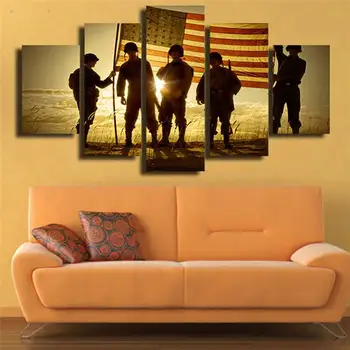 

5 Panels Hd Printed Military Soldiers Wall Art Painting Canvas Print Room Decor Print Poster Picture Canvas P0416 vendor