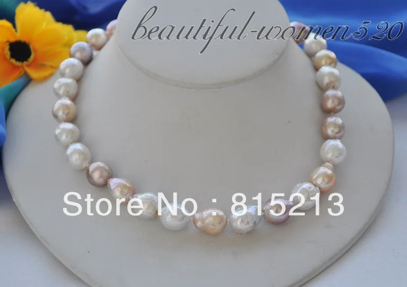 

N1129 white pink lavender round keshi reborn freshater pearl necklace 17inch % Discount AAA