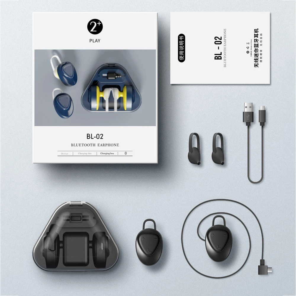 BL02 Беспроводные Bluetooth 4,2 мини беспроводные наушники HIFI наушники 300 мАч Зарядка коробка гарнитура водонепроницаемые спортивные наушники