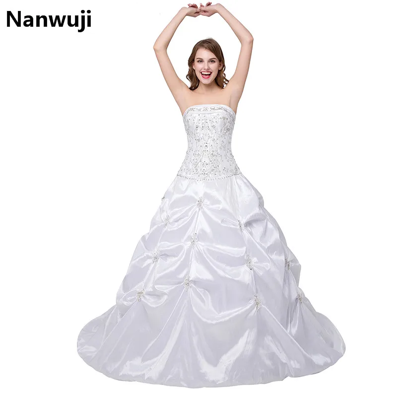 

Vestido De Noiva 2016 New Stock US Size 2-22 White/Ivory Appliques Pearls Ball Gown Wedding Dress Wedding Gowns Robe Mariage