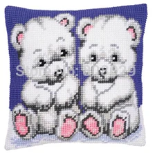 

CX0014,Two white dog Tapestry pillow Crafts Cushion Cross Stitch Printed Crewel Yarn Pillow Cross Stitch Kits Embroidery