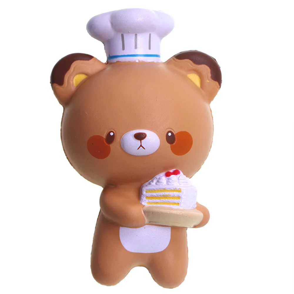 

1Pc Cute Slow Rising Squishy Cocking Bear Holding Cake 2 Colors Stress Release Toys for Children 15CM Squishies Squishy Retail
