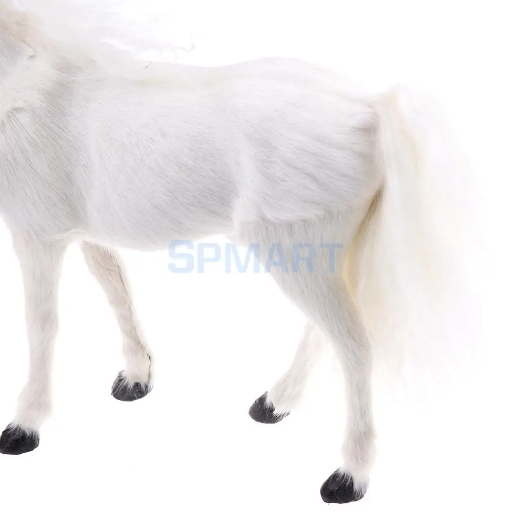 Lifelike Simulation Plush Stuffed Horse Animals Model Figure Plush Figures Soft Toy Home Decoration White